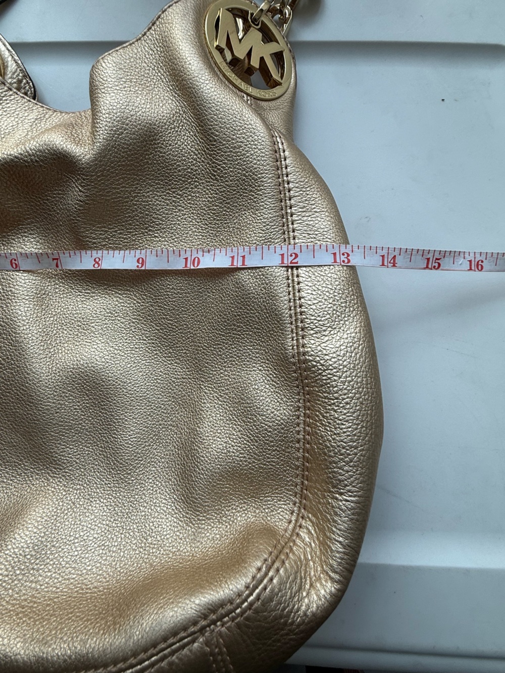 Michael Kors Metallic Gold Pebbled Leather Shoulder Hobo - Picture 10 of 12